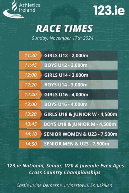 national senior cross country timetable 2024