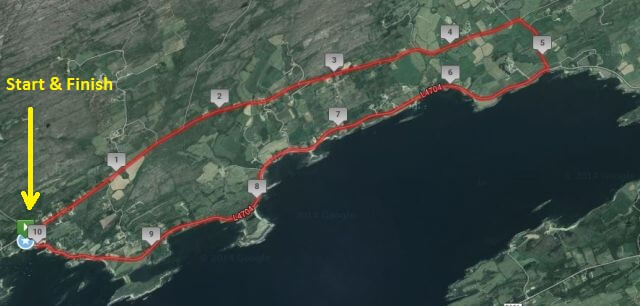 Ahakista 10k Course Route Map