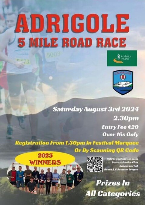 adrigole 5 mile road race flyer 2024