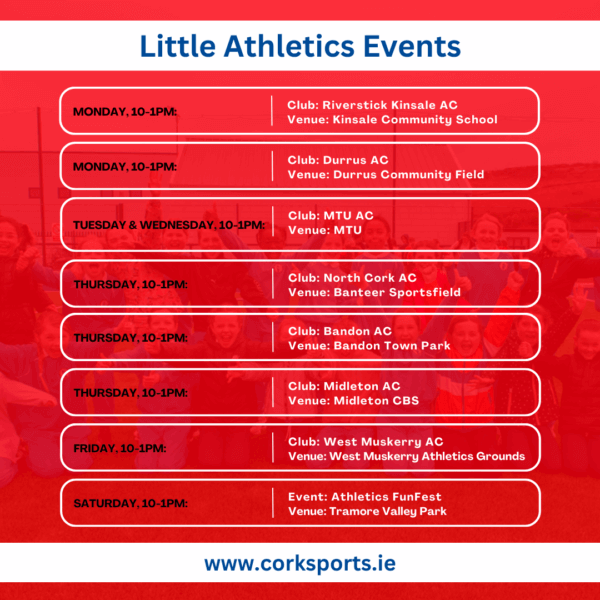 cork athletics week little athletics events 2024